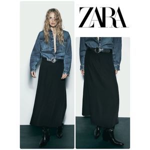 NWT Zara belted cape skirt black